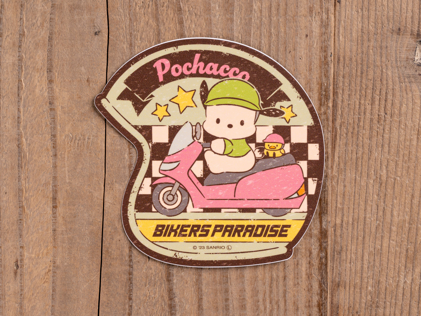 ポチャッコ ヘルメット型ステッカー サンリオキャラクターズ×バイカーズパラダイス