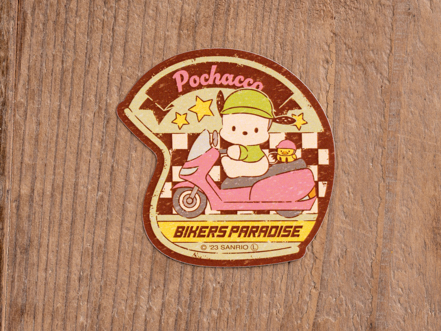 ポチャッコ ヘルメット型ステッカー サンリオキャラクターズ×バイカーズパラダイス