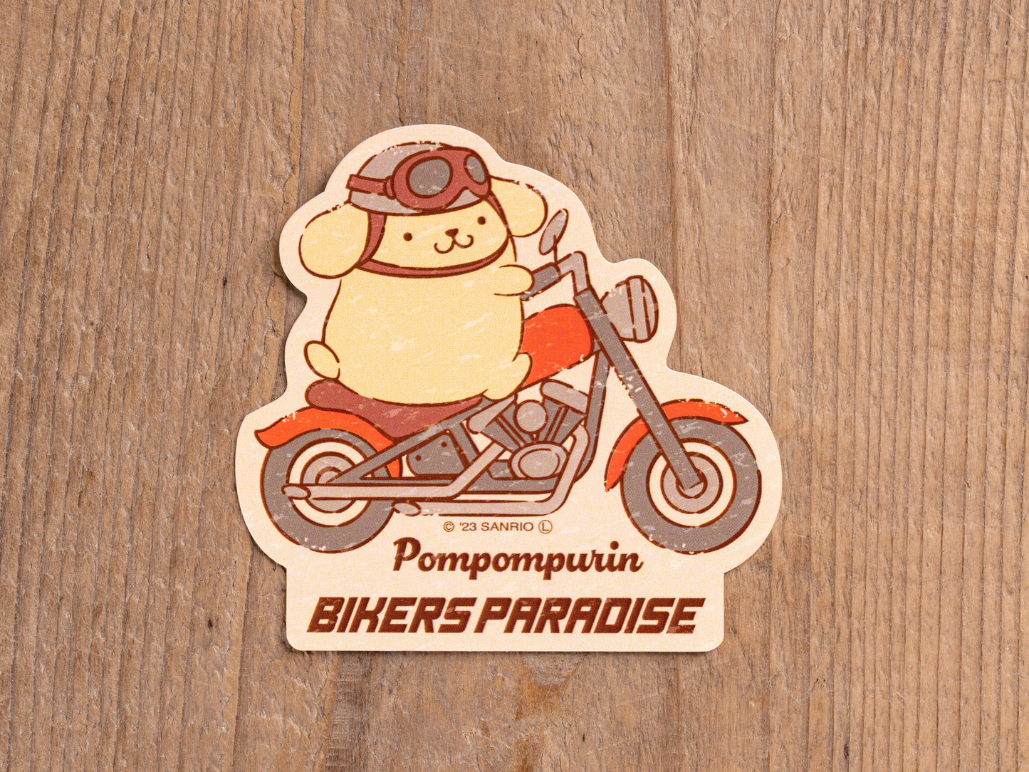 ポムポムプリン ライダー型ステッカー サンリオキャラクターズ×バイカーズパラダイス