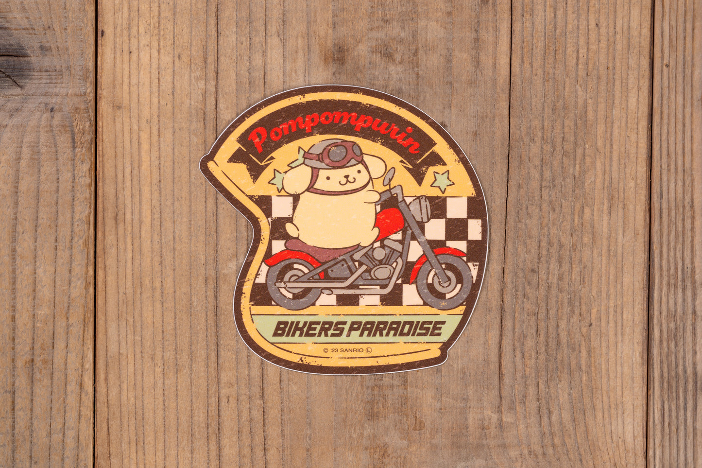 ポムポムプリン ヘルメット型ステッカー サンリオキャラクターズ×バイカーズパラダイス L