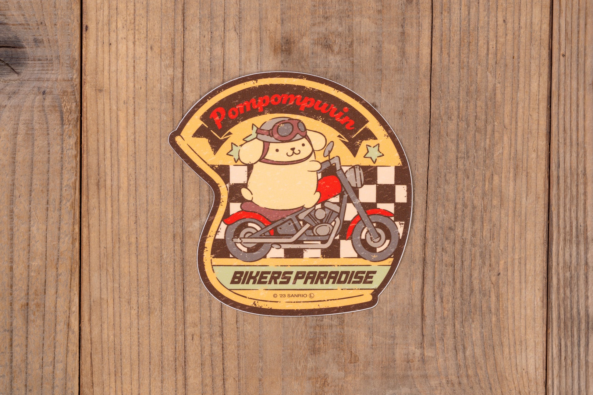 ポムポムプリン ヘルメット型ステッカー サンリオキャラクターズ×バイカーズパラダイス L