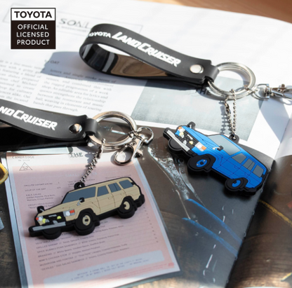 TOYOTA　ラバーキーホルダー　ランドクルーザー60（ブルー・ベージュ・ホワイト）